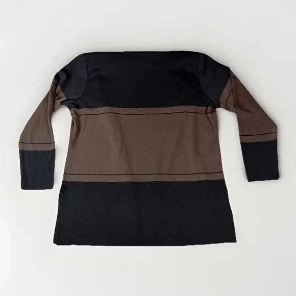 MISOOK Sweater Womens Large Brown Black Open Cardigan Acrylic Exclusively Misook - Picture 2 of 10